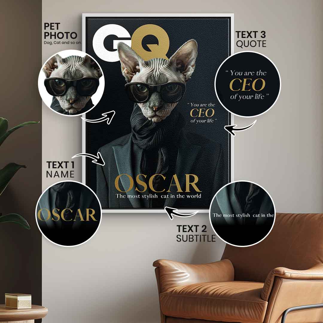 Magazyn GQ Portret Zwierzęcia Personalizowany