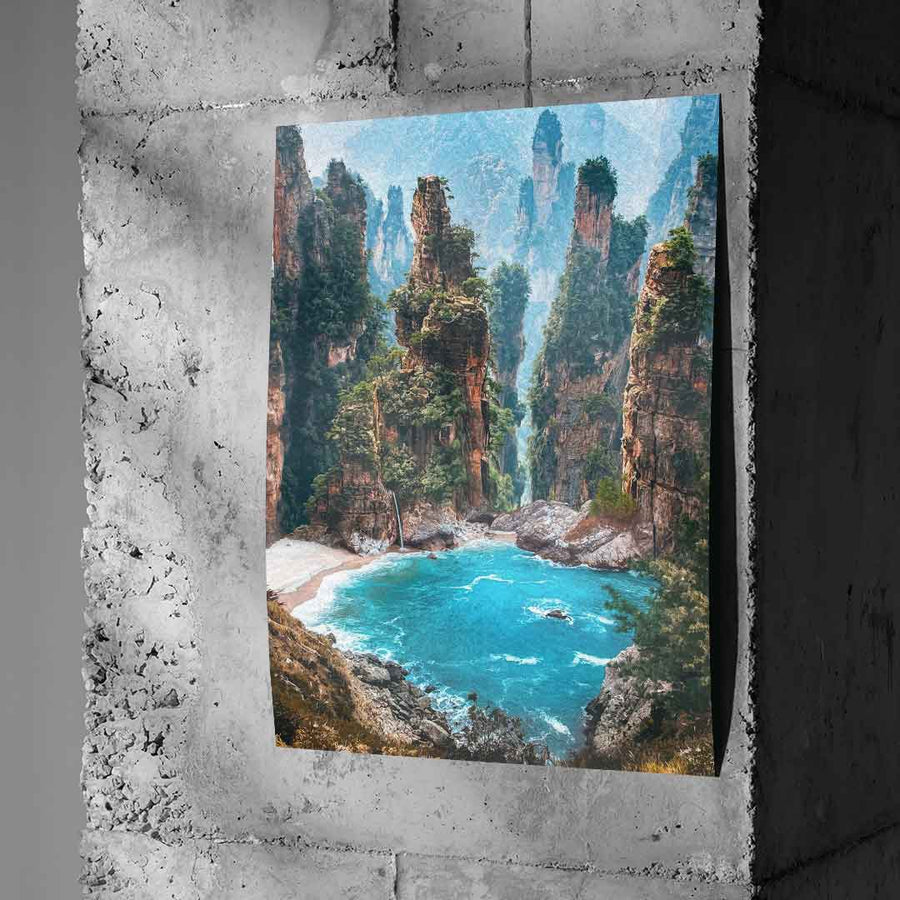 Sea in Hills - Poster