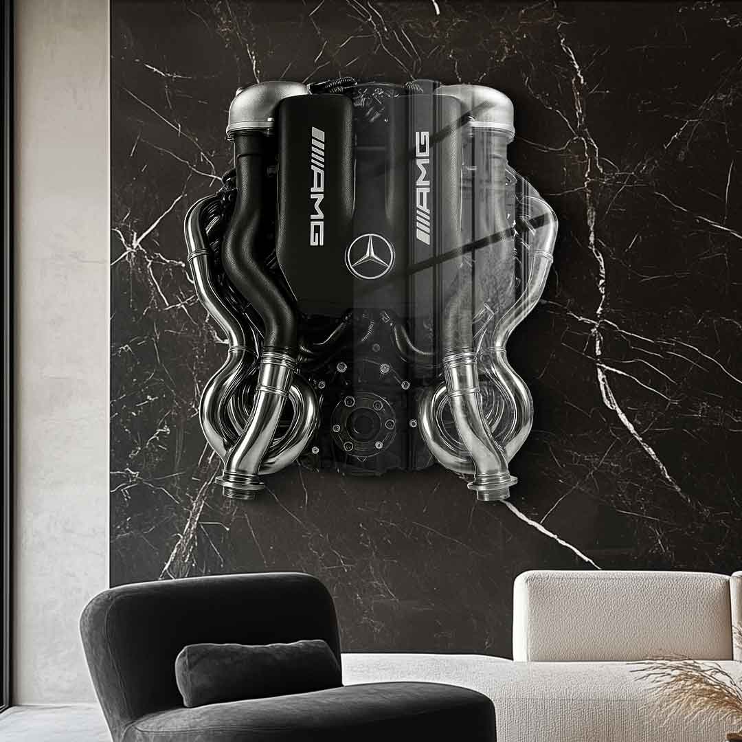 Wandskulptur Mercedes V8 Engine - Acrylglas