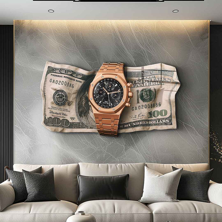Wandskulptur Money Buys Time - Acrylglas