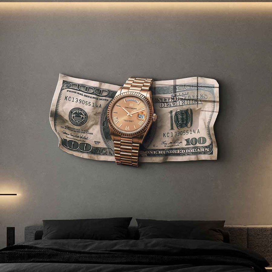 Wandskulptur Time is Money - Acrylglas