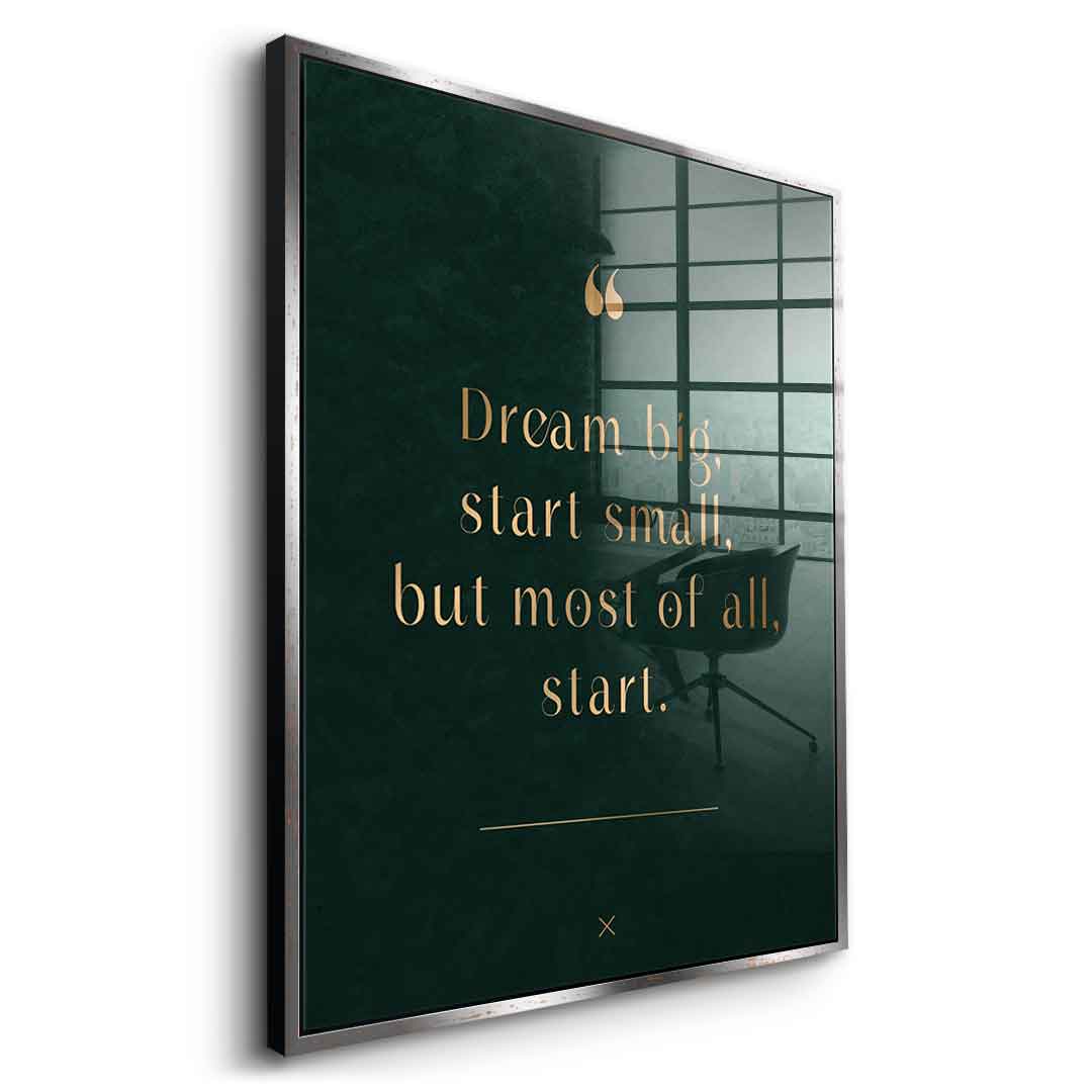 DOTCOMCANVAS Dream Big Acrylglasbild mit goldenem Rahmen Seitenansicht