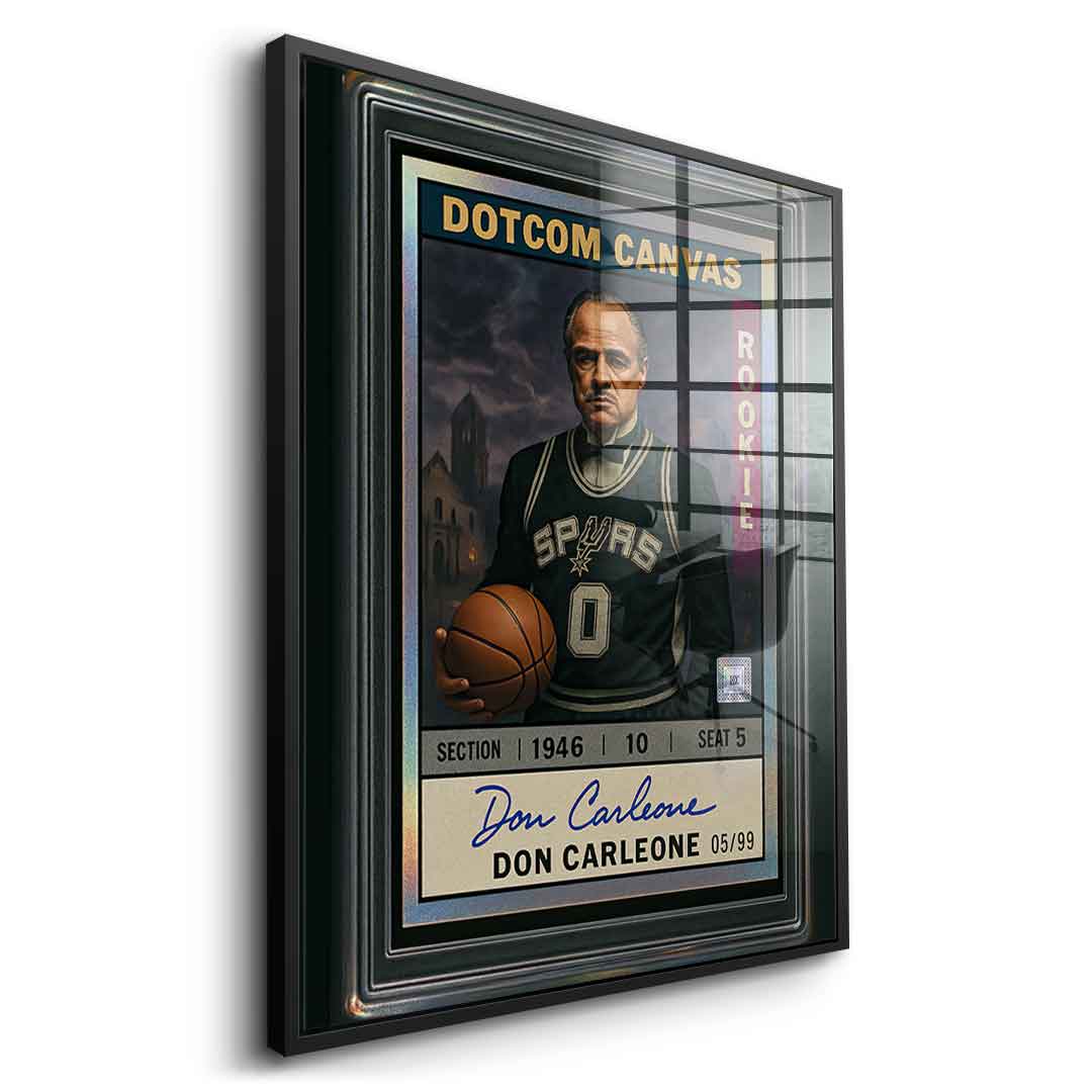 DOTCOMCANVAS Acrylglasbild Don Carleone Basketball Card Pop Art Seitenansicht mit schwarzem Rahmen