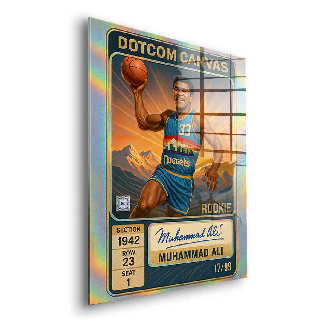 DOTCOMCANVAS Muhammad Ali Basketball Card Acrylglasbild Pop Art Ohne Rahmen Seitenansicht
