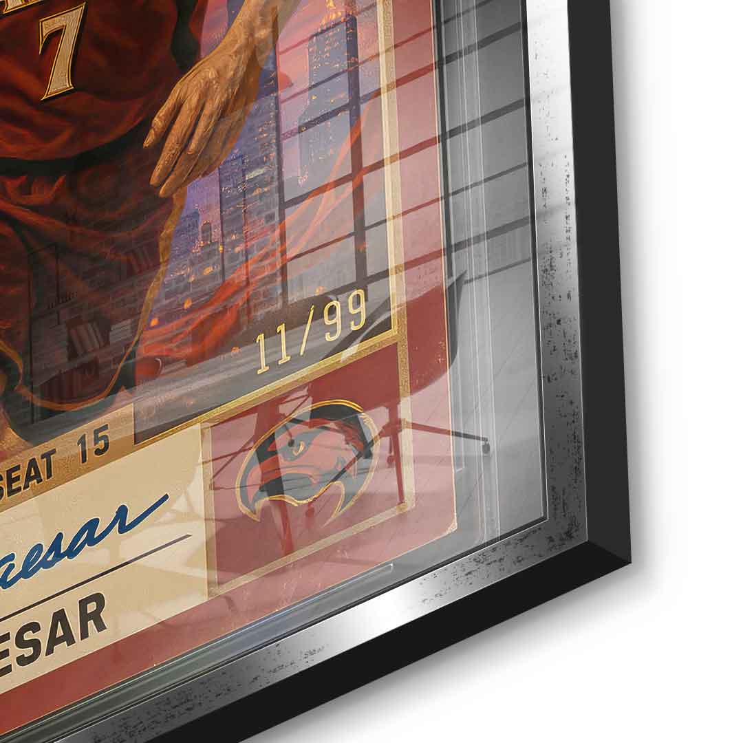 DOTCOMCANVAS Julius Caesar Basketball Card Acrylglasbild Pop Art – Detailansicht Silber Rahmen
