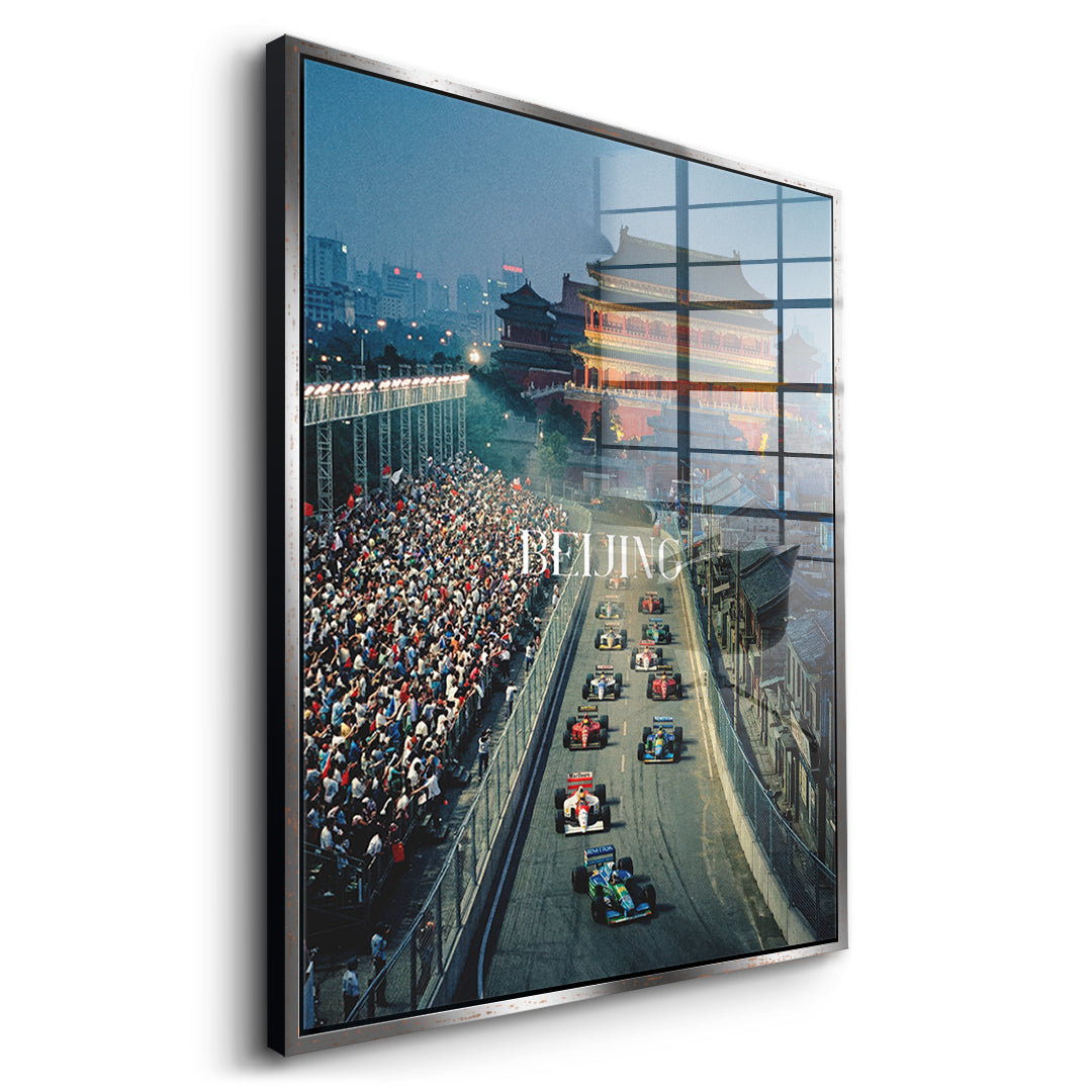 Beijing F1 Acrylglas - Seitenansicht silberner Rahmen
