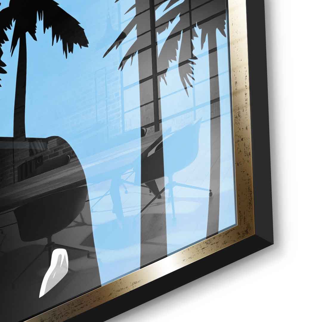 No risk. No story Acrylglasbild Detailaufnahme goldener Rahmen