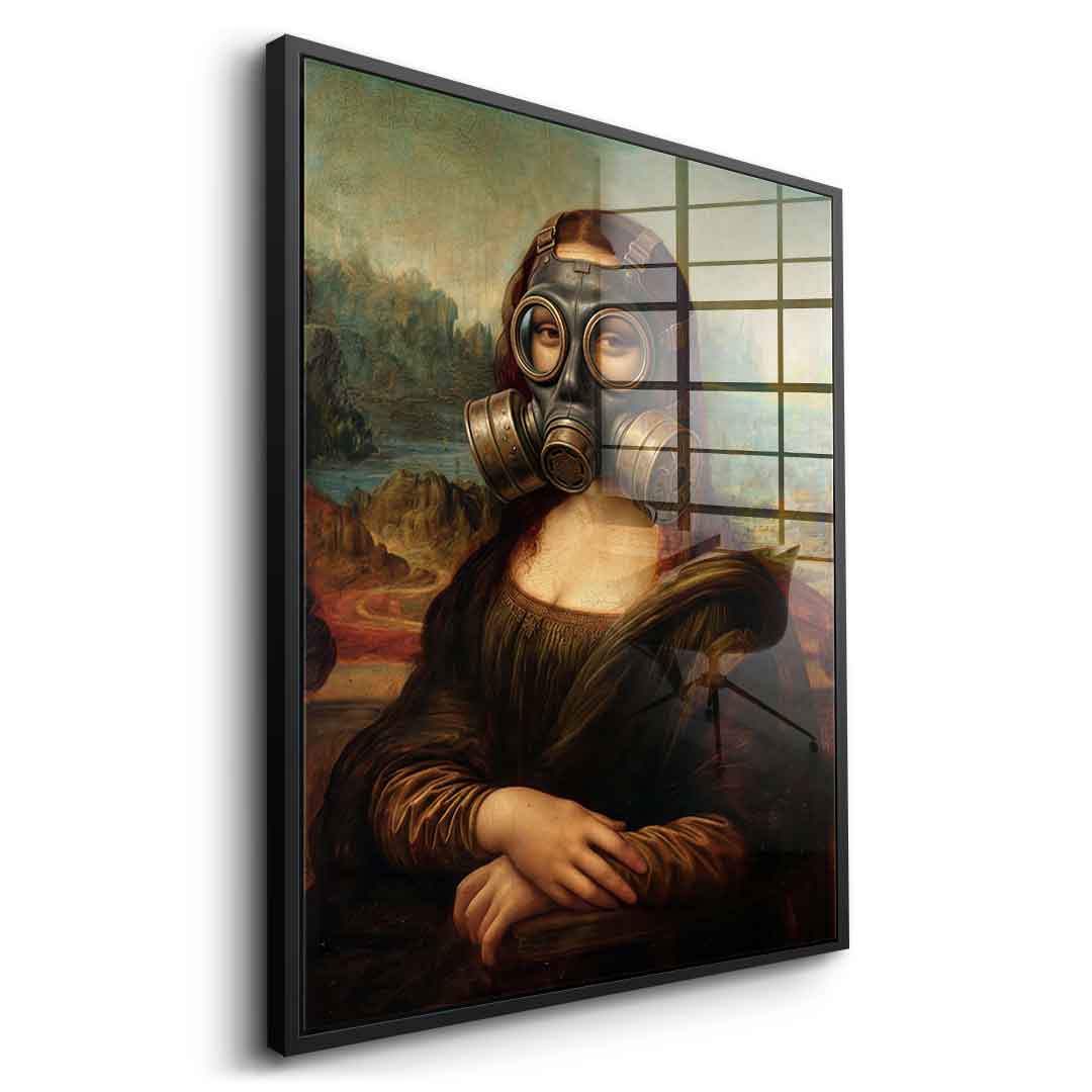 DOTCOMCANVAS Mona Lisa fürs WC 3 Acrylglasbild - Seitenansicht schwarzer Rahmen