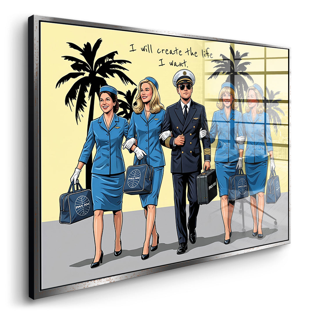 DOTCOMCANVAS I will create the life I want Acrylglasbild Seitenansicht silberner Rahmen