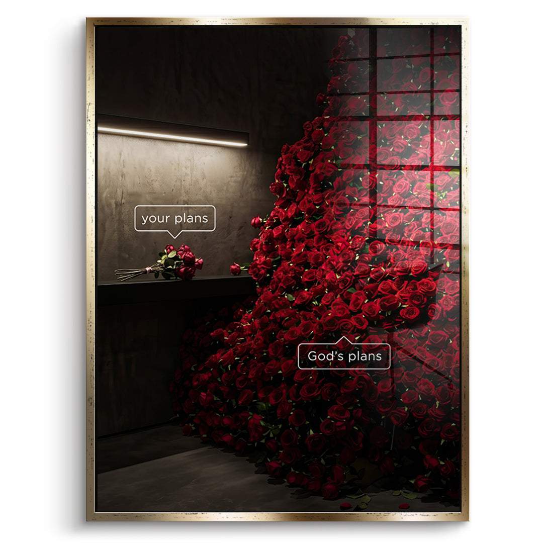 DOTCOMCANVAS Your Plans vs God's Plans Acrylglasbild Vorderansicht goldener Rahmen