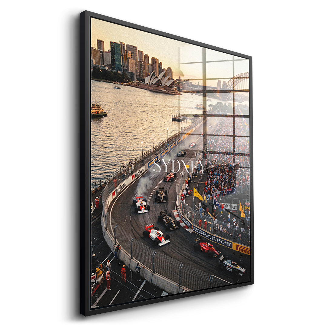 Sydney F1 Acrylglas - Seitenansicht schwarzer Rahmen