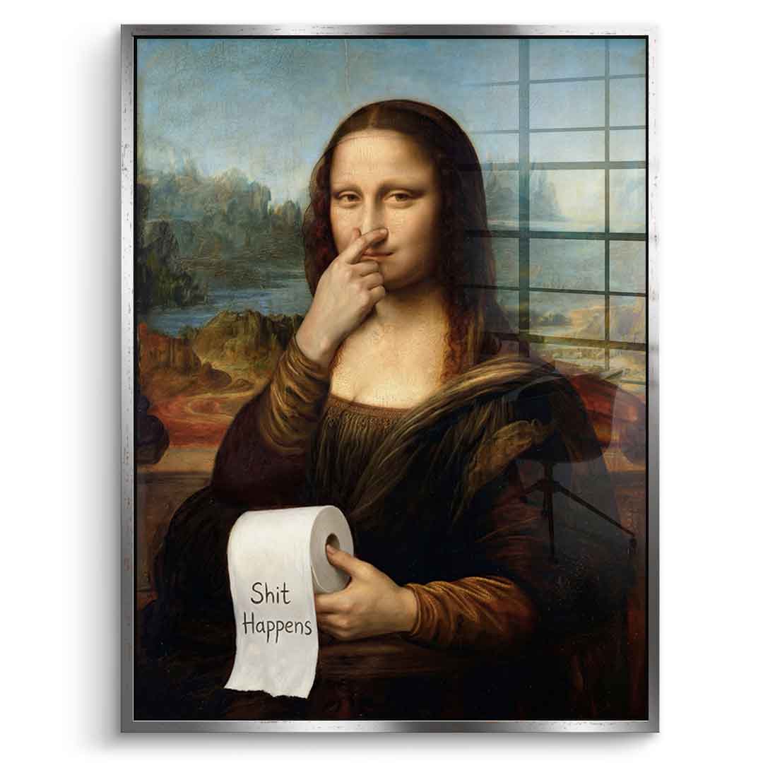 DOTCOMCANVAS Mona Lisa 1 for Toilett Acrylglasbild Frontansicht silberner Rahmen