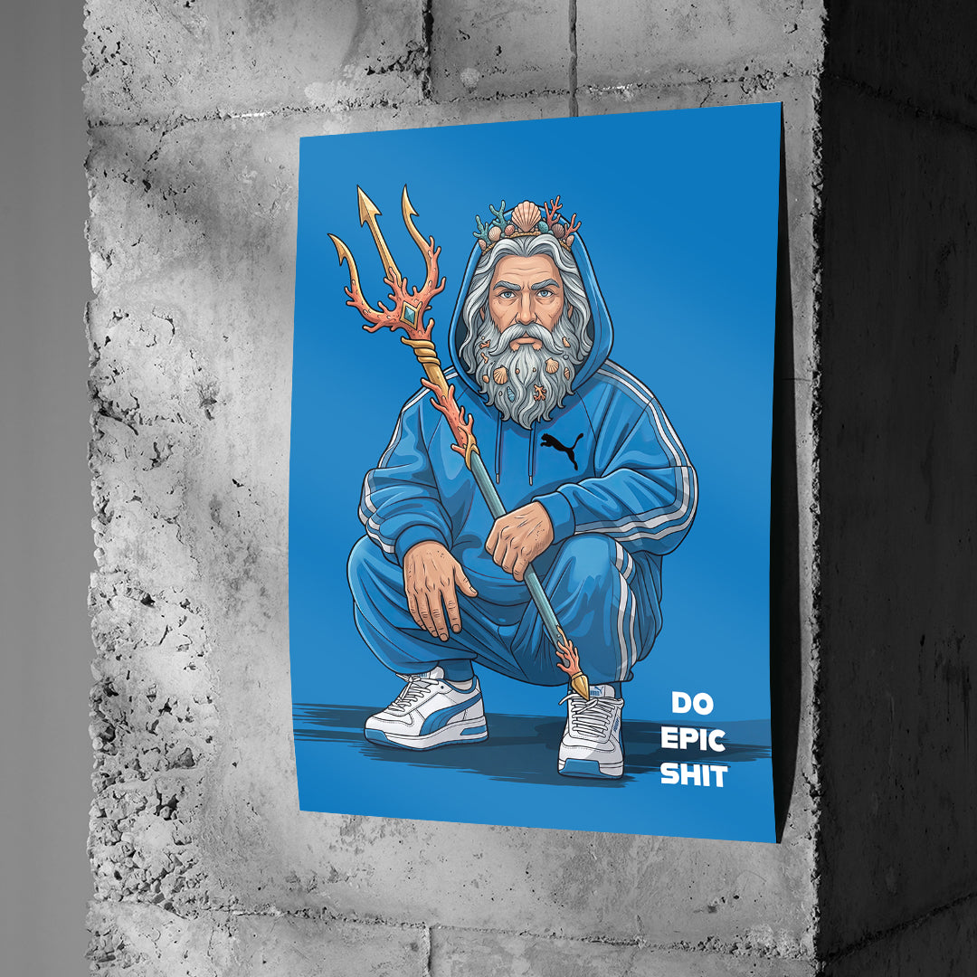 Poseidon Swag Poster Betonwand Detail