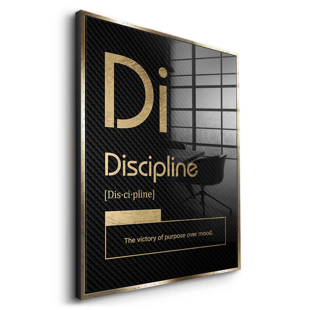 DOTCOMCANVAS® Discipline (Di) Acrylglasbild Version Schwarz – Seitenansicht Schwarz
