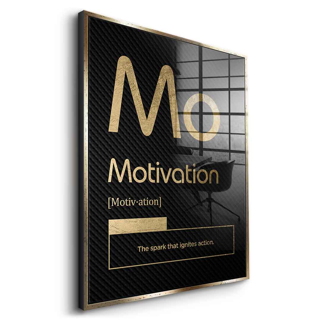DOTCOMCANVAS® Motivation (Mo) Acrylglasbild Version Schwarz – Seitenansicht Schwarz