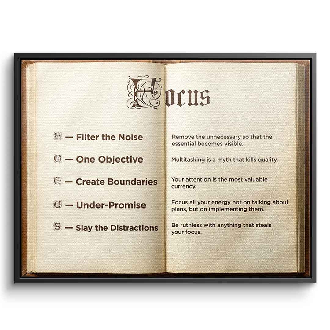 DOTCOMCANVAS® Focus book Leinwandbild – Vorderansicht silberner Rahmen
