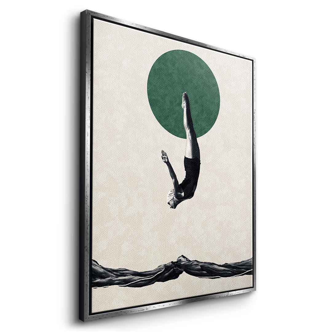 DOTCOMCANVAS® Dive Leinwandbild – Seitenansicht weißer Rahmen