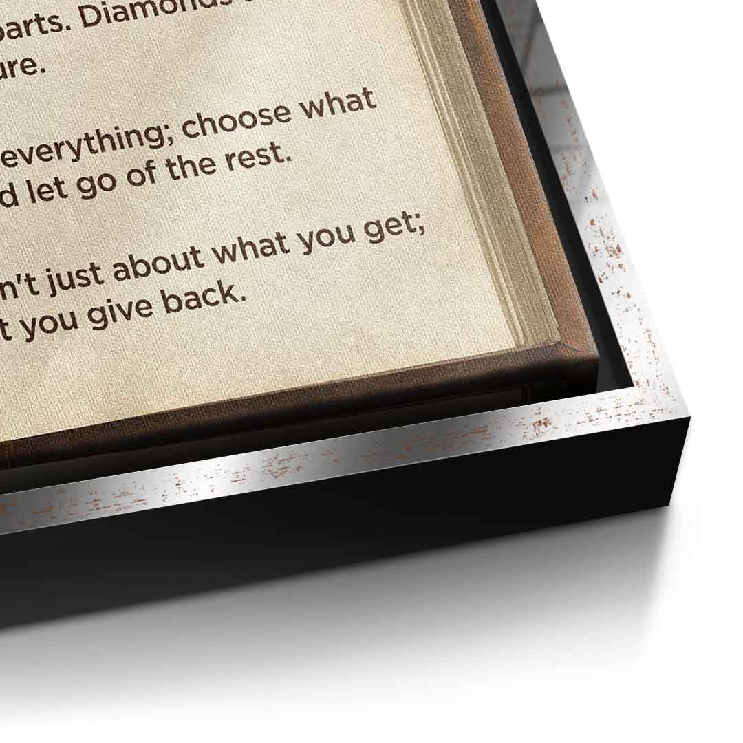 DOTCOMCANVAS® Success book Leinwandbild – Detailansicht silberner Rahmen