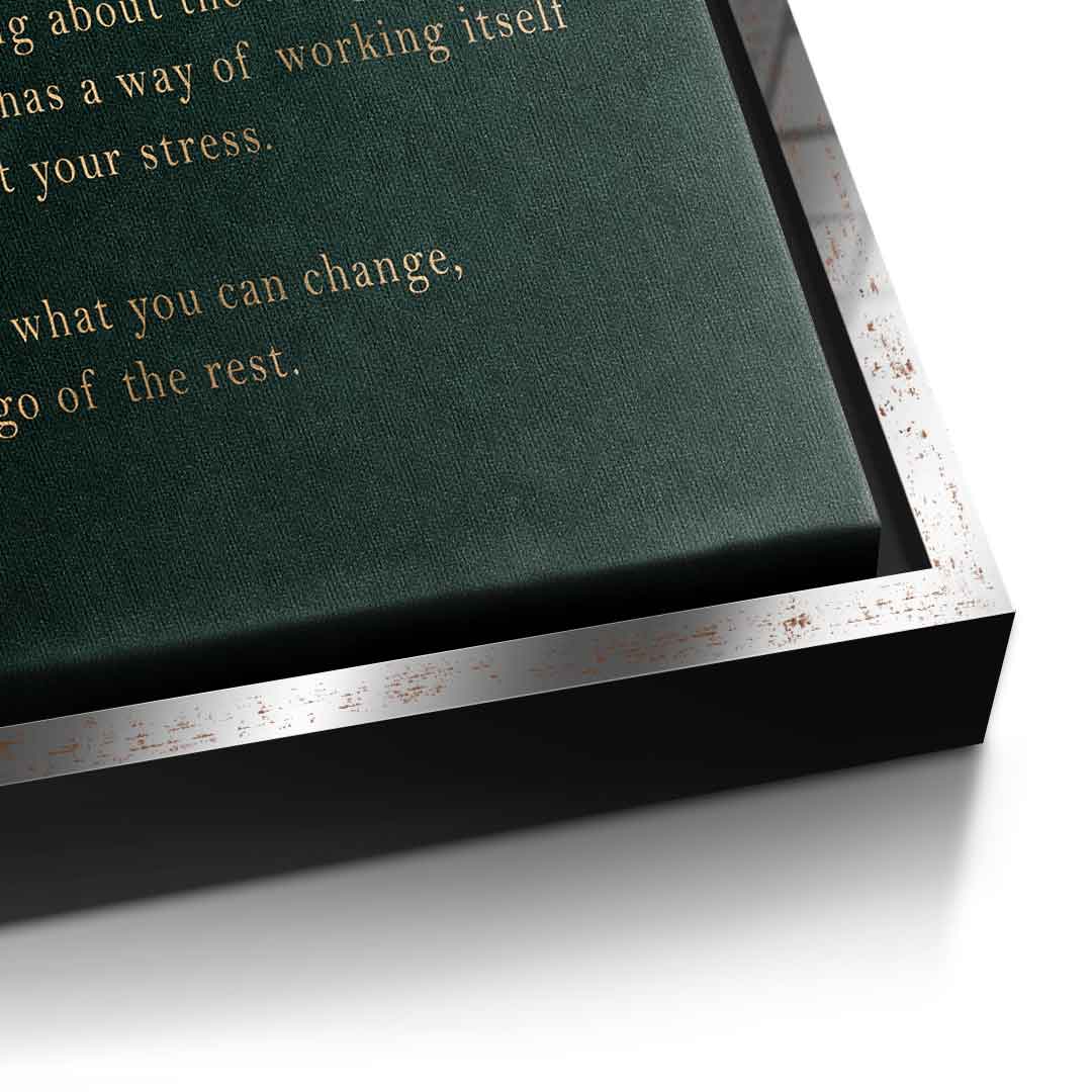 DOTCOMCANVAS Leinwandbild Don't Overthink it. Detailansicht mit silbernem Rahmen – Druckqualität