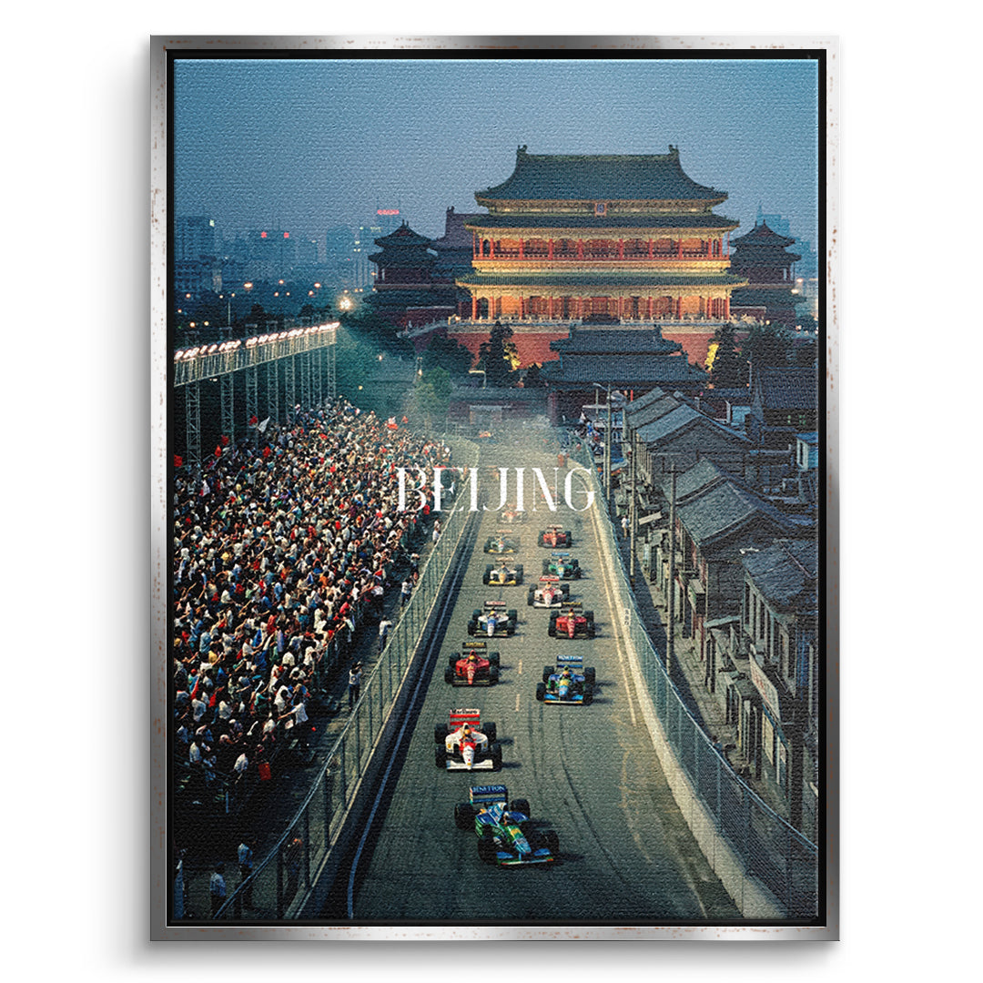Beijing F1 Leinwandbild – Silberner Rahmen