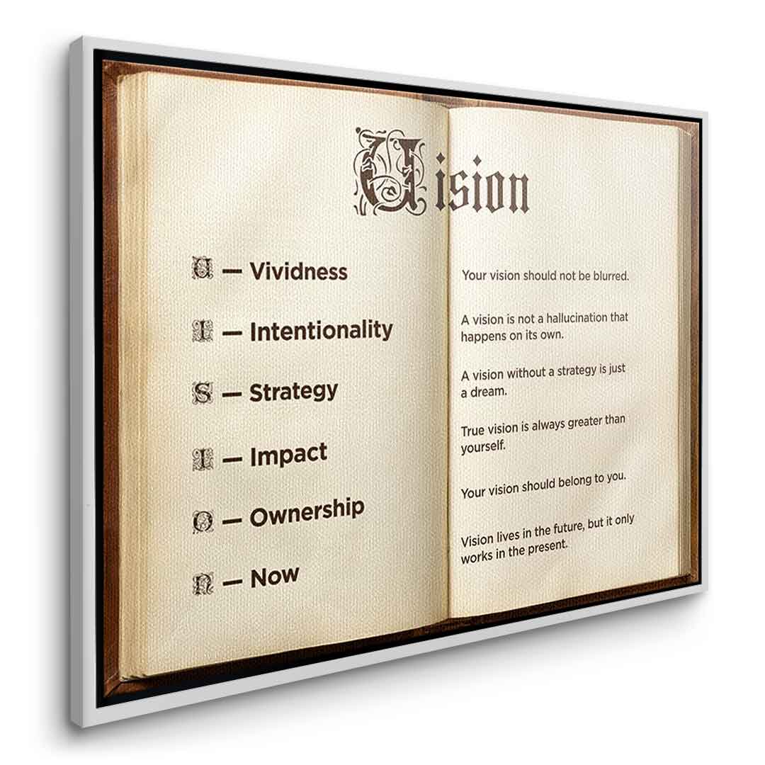 DOTCOMCANVAS® Vision Book Leinwandbild – Seitenansicht silberner Rahmen