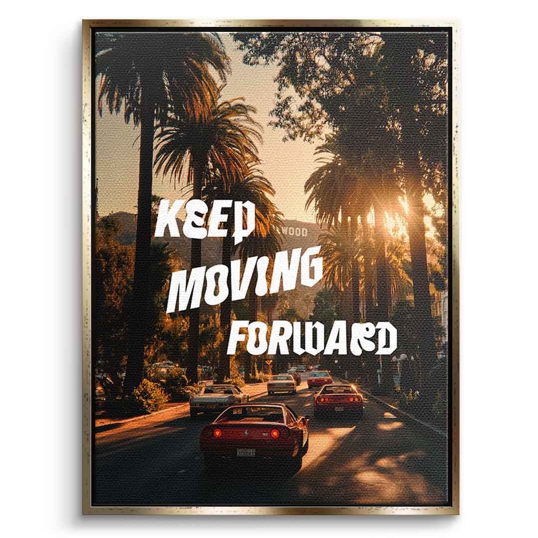 Keep moving forward Leinwandbild Gold 9