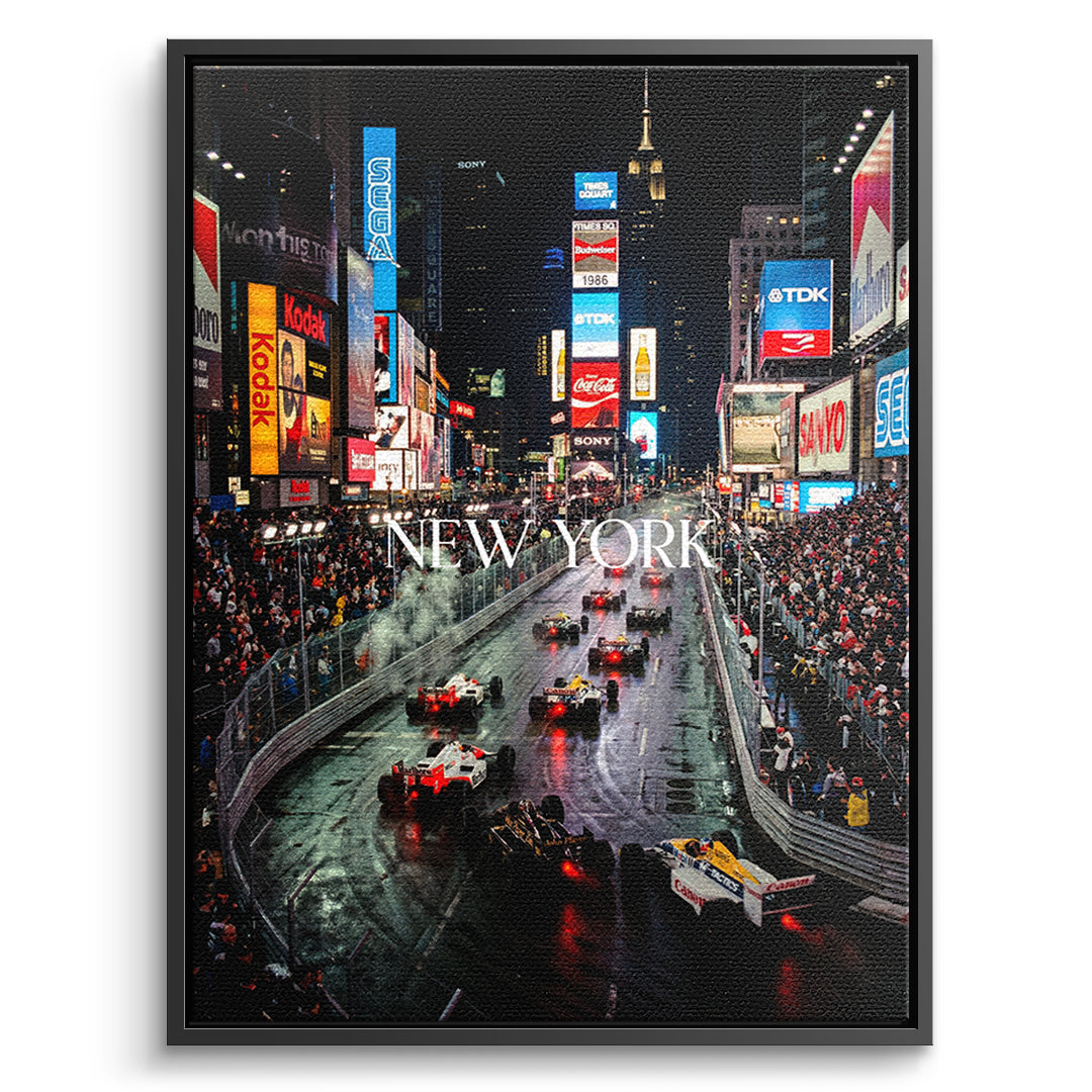 DOTCOMCANVAS New York F1 Leinwandbild Vorderansicht mit schwarzem Rahmen