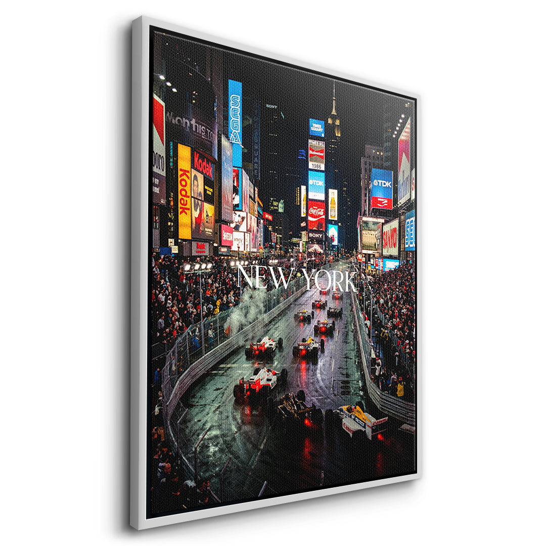 DOTCOMCANVAS New York F1 Leinwandbild Seitenansicht mit weißem Rahmen