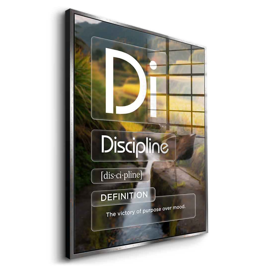 DOTCOMCANVAS® Discipline (Di) Acrylglasbild Version Farbig – Vorderansicht Ohne Rahmen