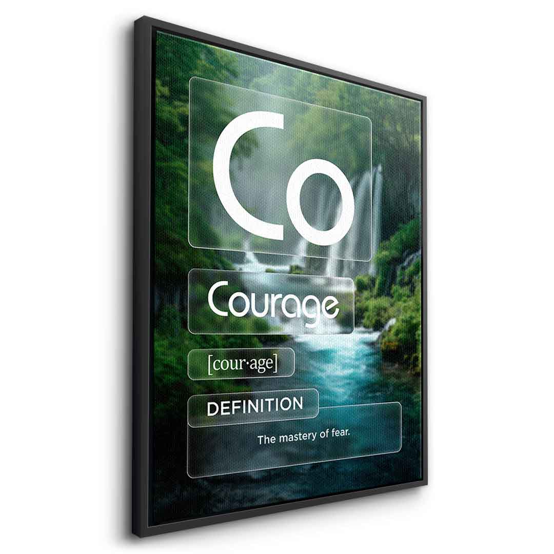 DOTCOMCANVAS® Courage (Co) Leinwandbild Version Farbig – Seitenansicht Schwarz