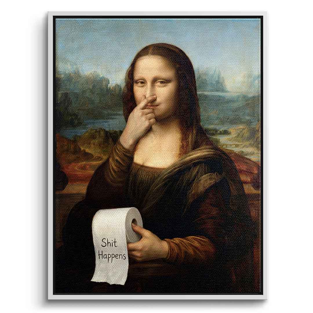 DOTCOMCANVAS Mona Lisa 1 for Toilett Leinwandbild Frontansicht weißer Rahmen