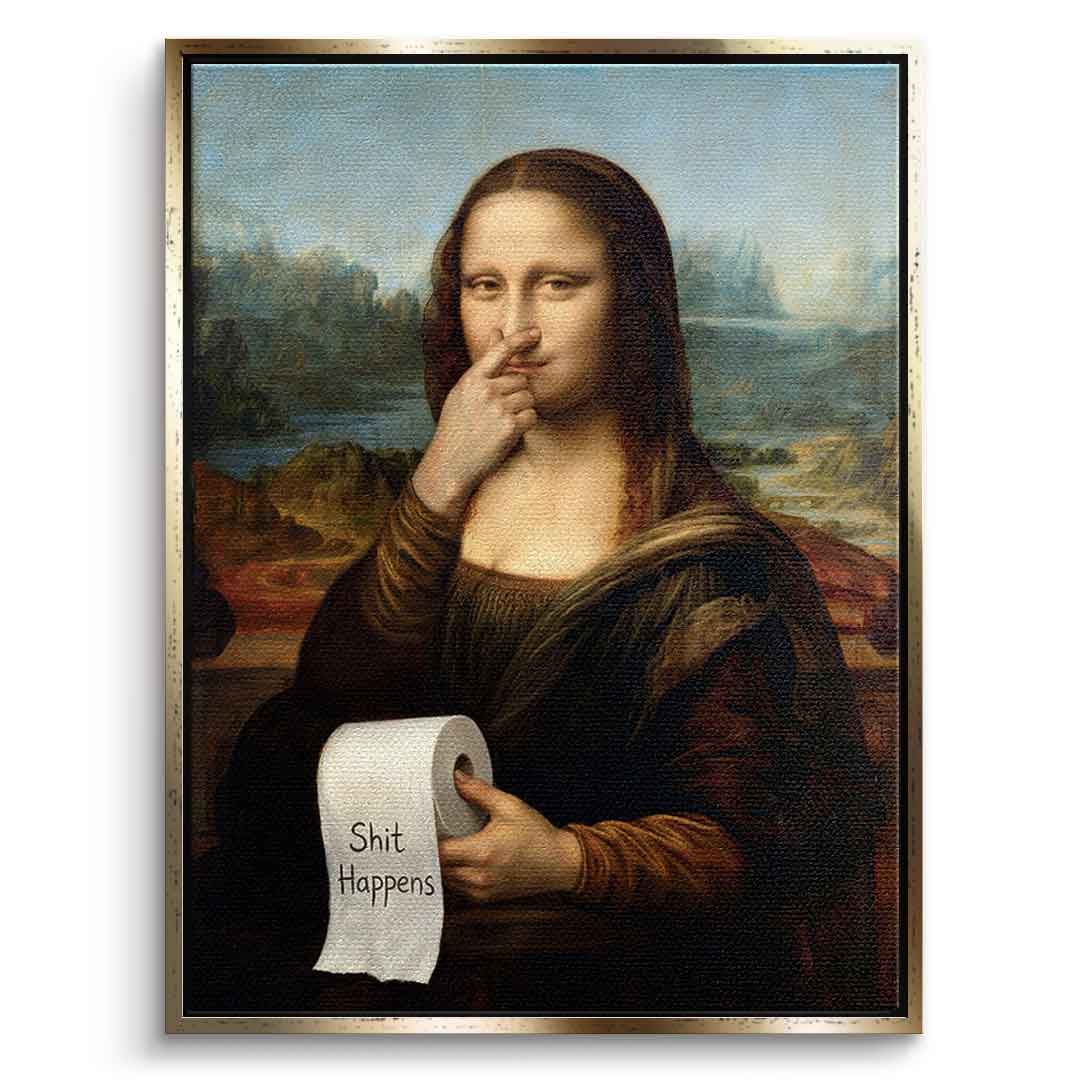 DOTCOMCANVAS Mona Lisa 1 for Toilett Leinwandbild Frontansicht goldener Rahmen