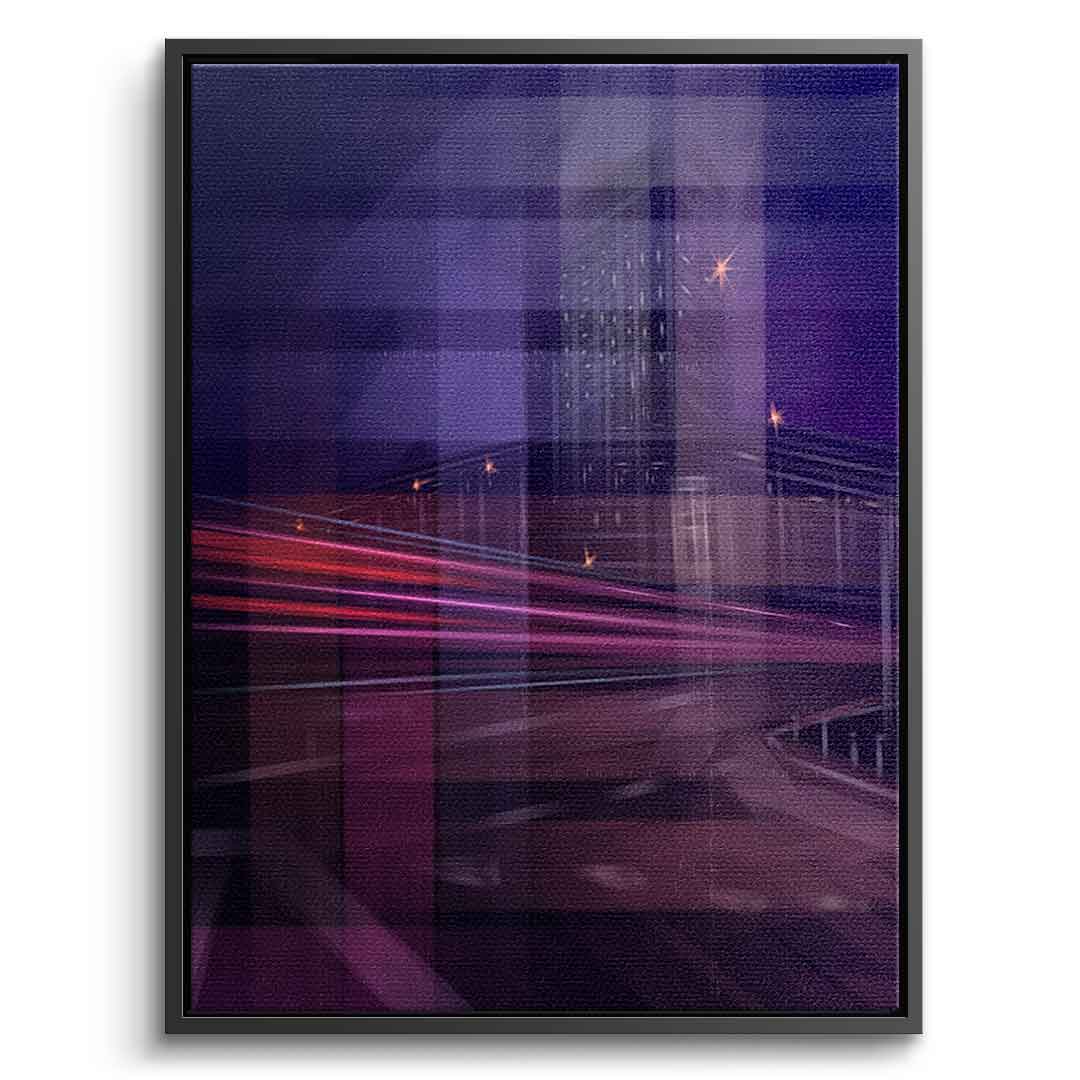 City of Dreams in Grids - Leinwandbild Schwarzer Rahmen