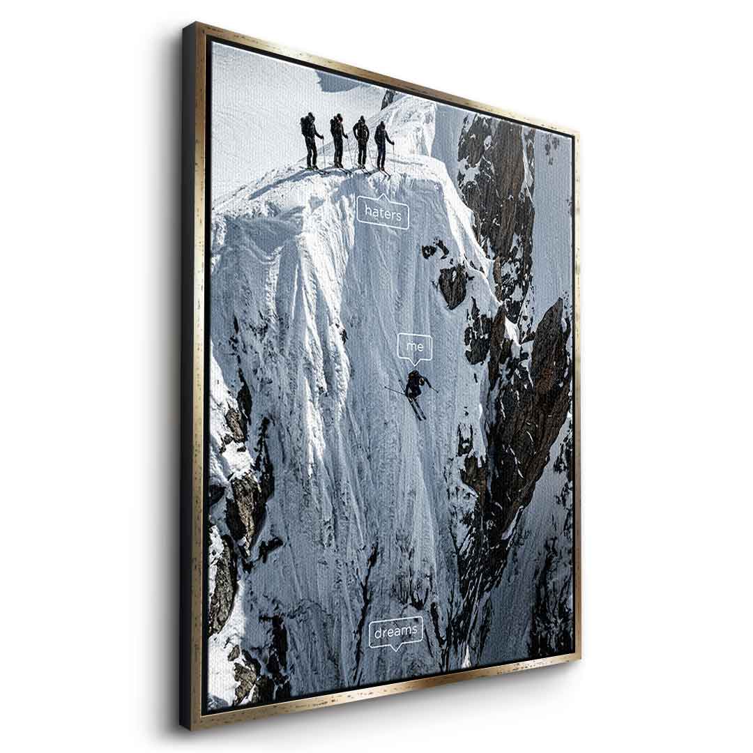 DOTCOMCANVAS Me & Dreams Leinwandbild – Seitenansicht goldener Rahmen