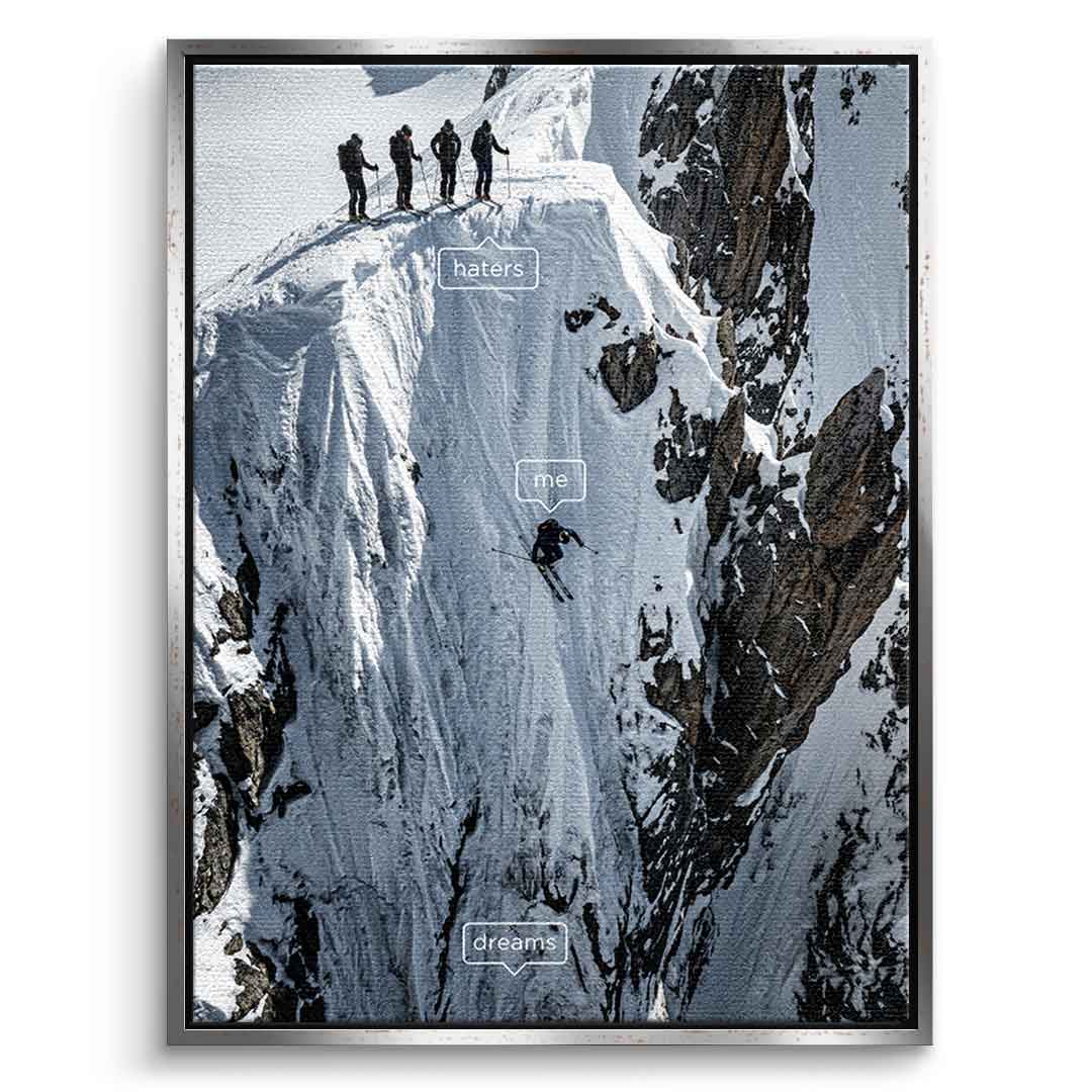 DOTCOMCANVAS Me & Dreams Leinwandbild – Frontansicht silberner Premium Rahmen