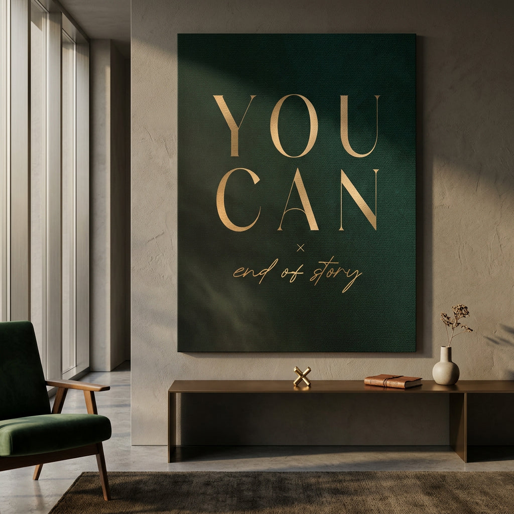 YOU CAN Leinwandbild im Wohnraum-Ambiente – Motivation Typografie Wandbild