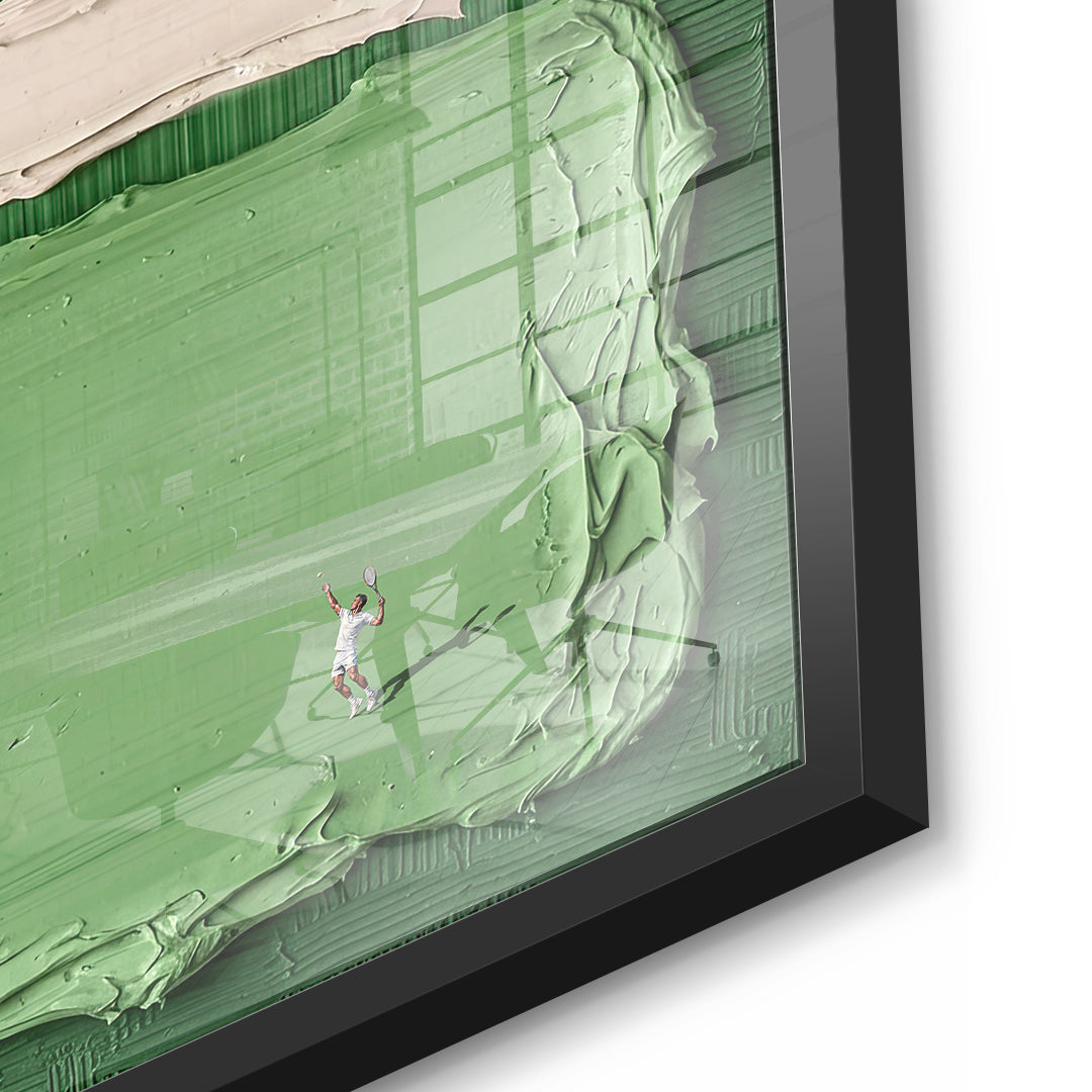 DOTCOMCANVAS Play Tennis Acrylglasbild Detailansicht mit schwarzem Rahmen