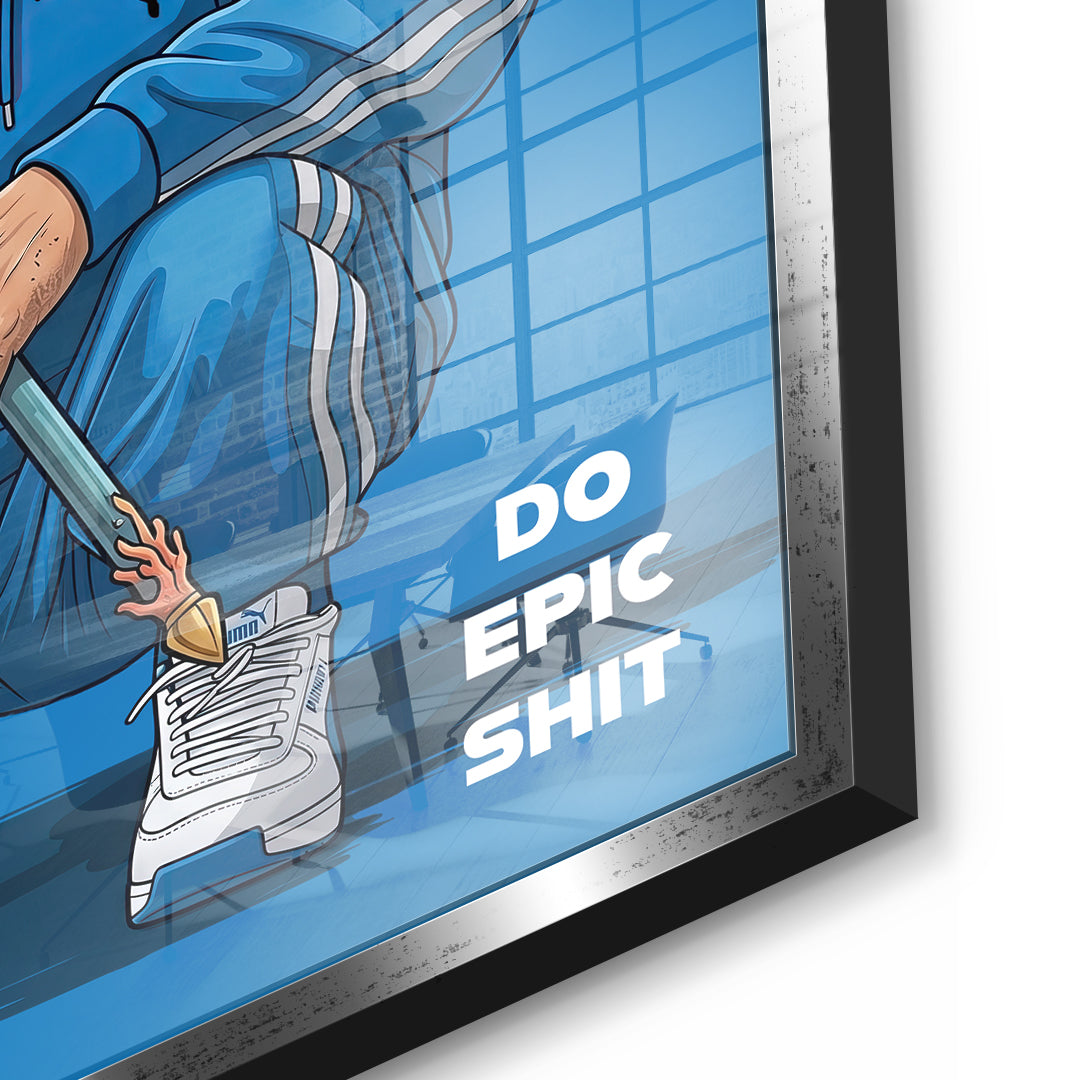 Poseidon Swag Acrylglasbild Detailansicht silberner Rahmen