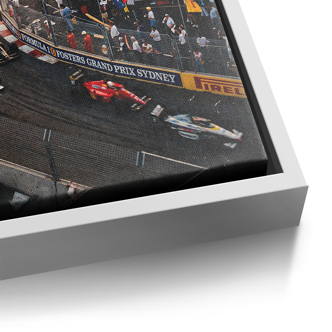 Sydney F1 Leinwandbild – Detail weißer Rahmen