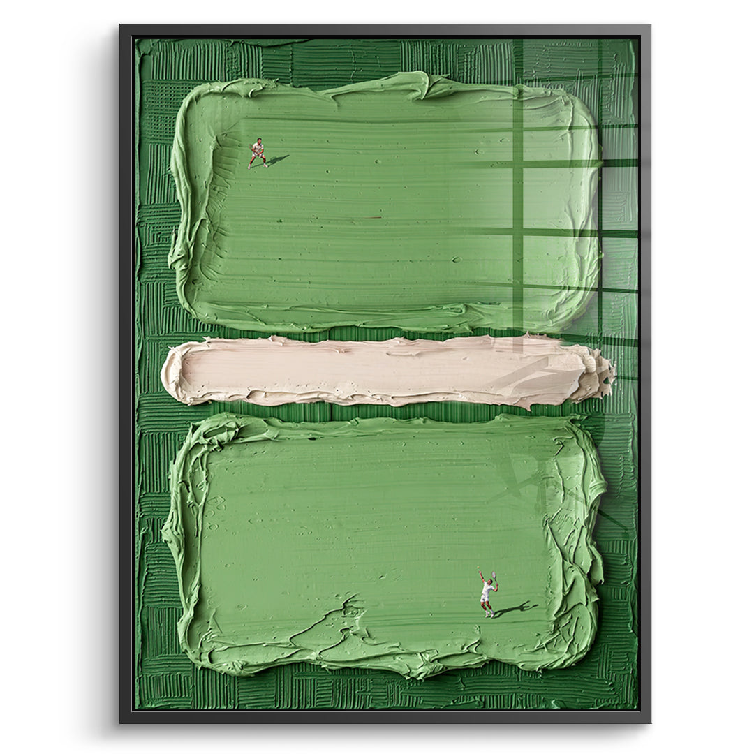 DOTCOMCANVAS Play Tennis Acrylglasbild Vorderansicht mit schwarzem Rahmen