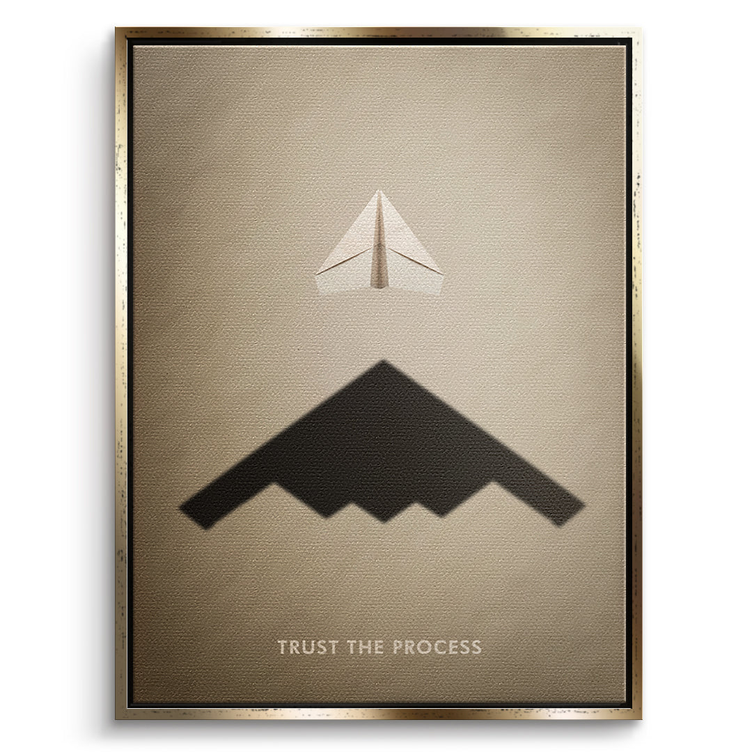 DOTCOMCANVAS Trust the Process Leinwandbild Vorderansicht goldener Rahmen