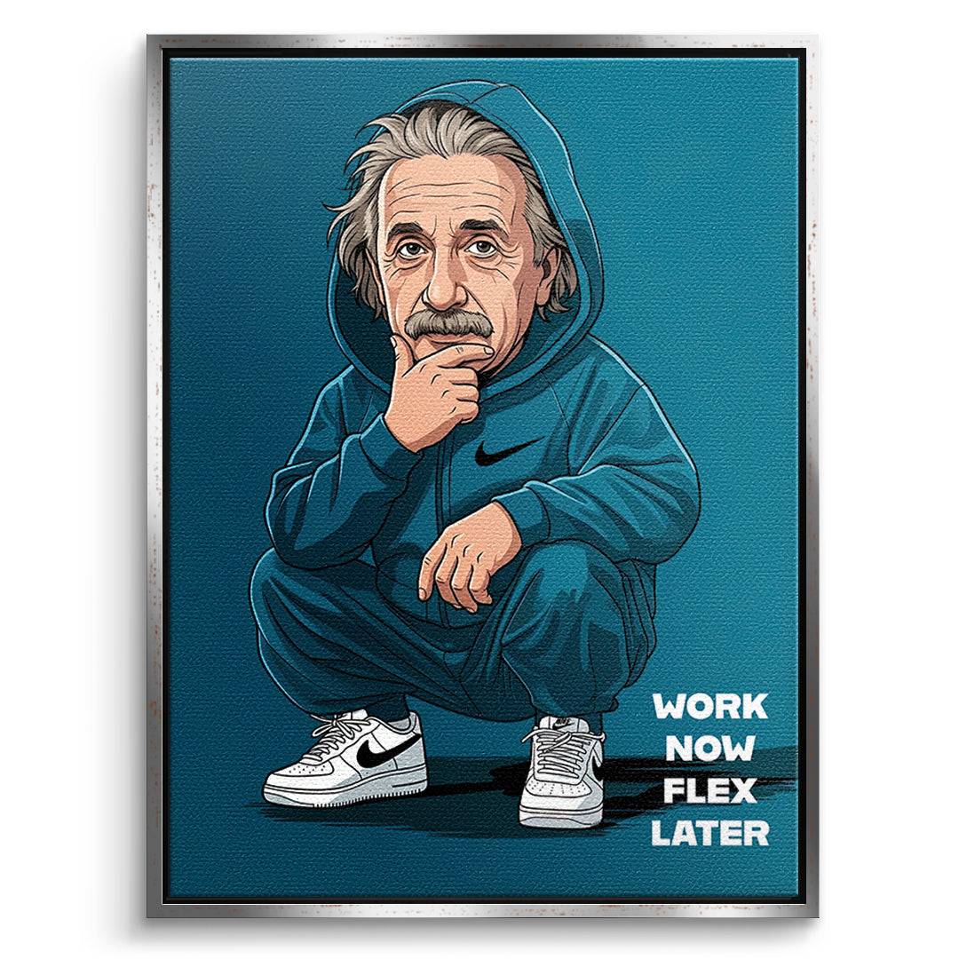 Einstein Swag Leinwandbild Silber Rahmen