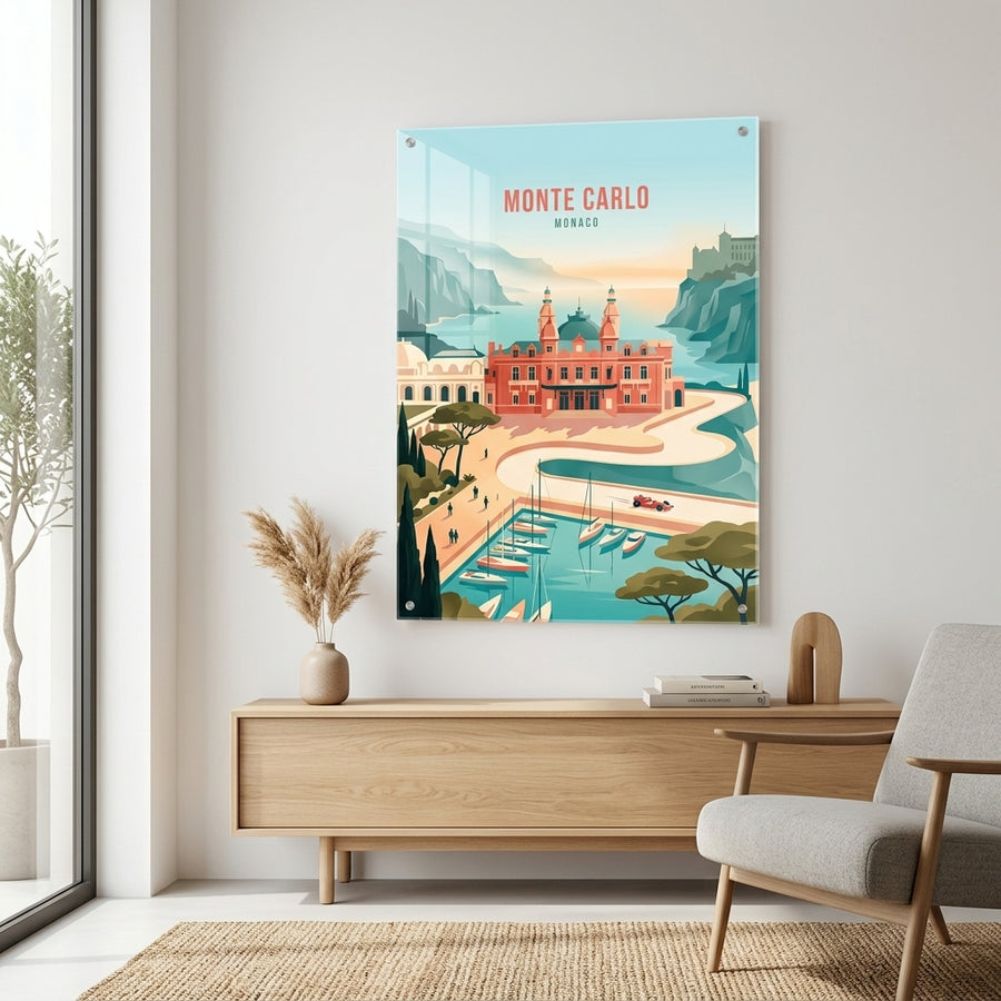 DOTCOMCANVAS® Monte Carlo Acrylglasbild im Wohnraum