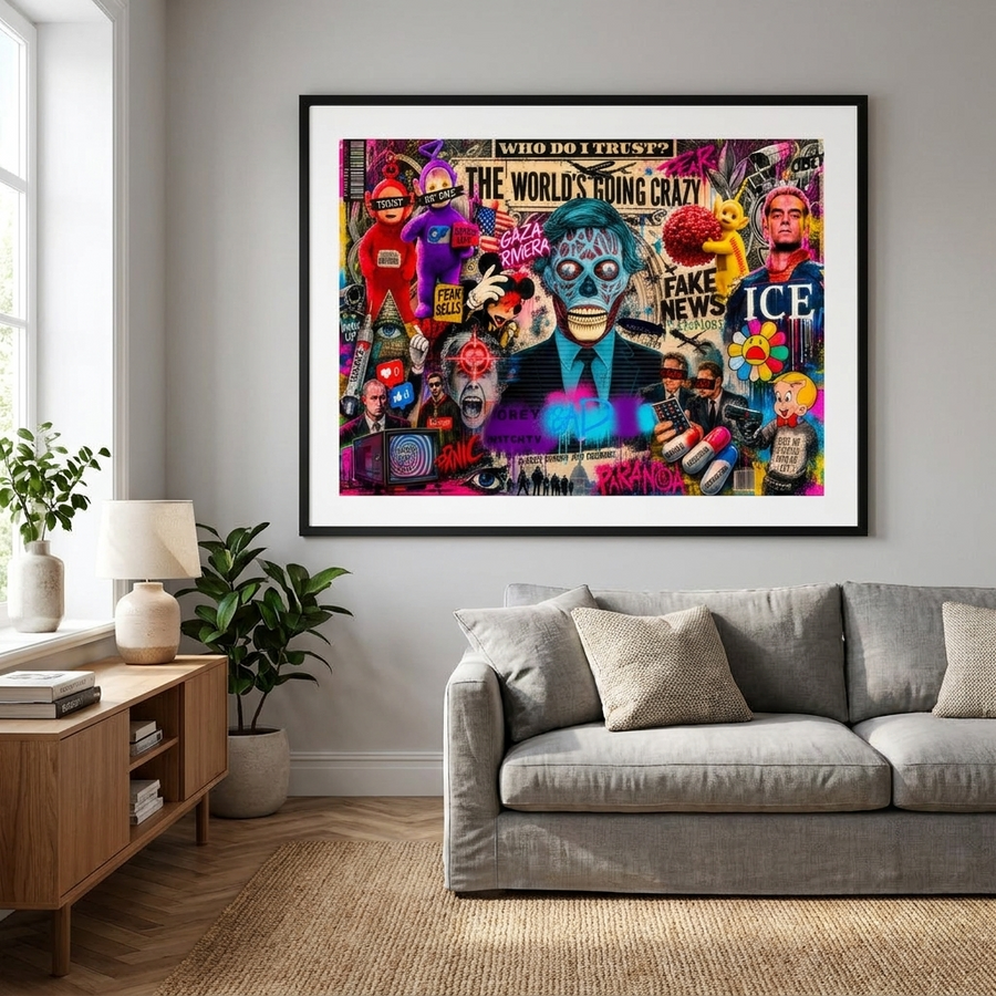 THE WORLD IS GOING CRAZY - Poster Raum Mockup
