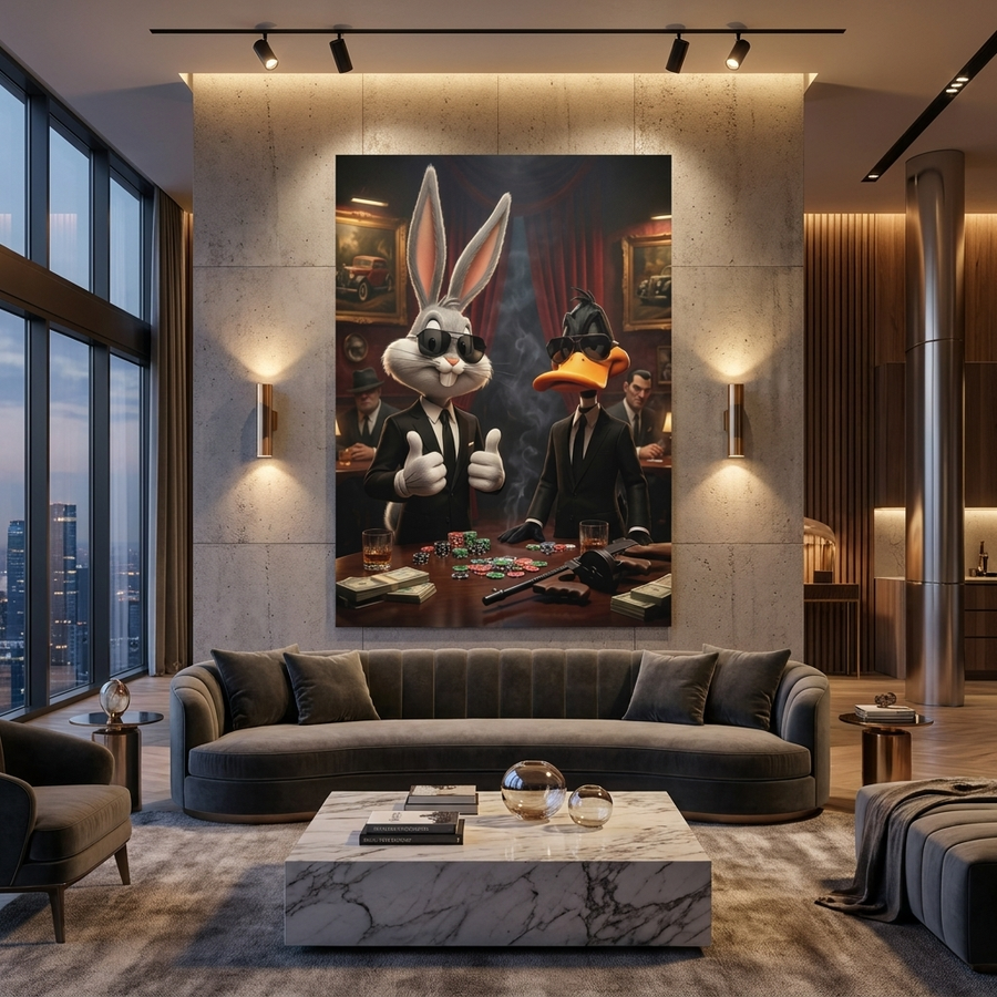 DOTCOMCANVAS Casino Bunny and Duck Poster Room
