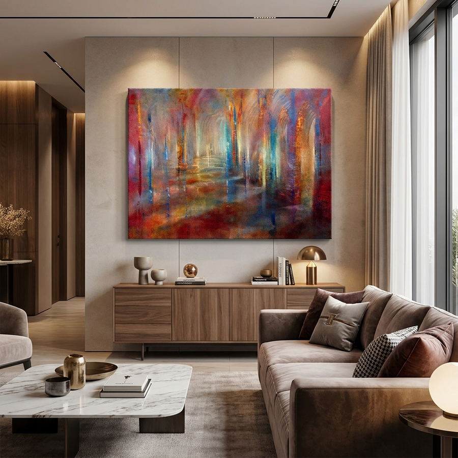 DOTCOMCANVAS Echoes of Golden Light Leinwandbild Room