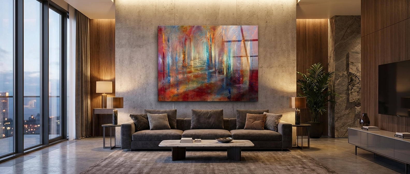 DOTCOMCANVAS Echoes of Golden Light Acrylglas Banner