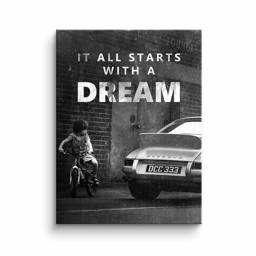 It all starts with a dream – Kennenlern-Leinwand 30 × 20 cm