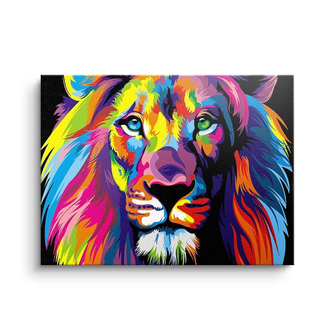 Neon Lion – Kennenlern-Leinwand 30 × 20 cm