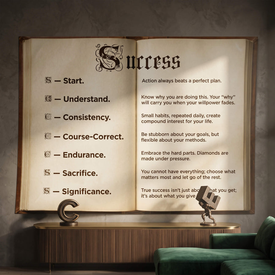 DOTCOMCANVAS® Success book Poster – im Raum
